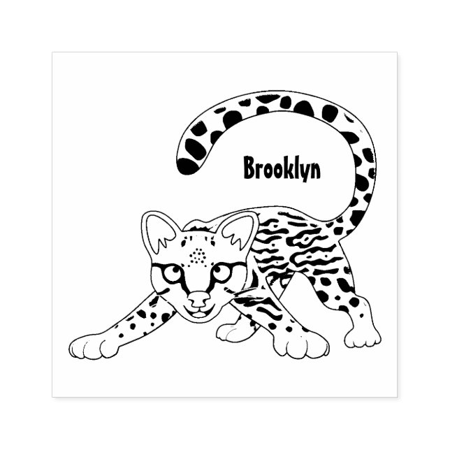 Sello De Caucho Ilustracion de personalizado de ocelot de Cute (Impresión)