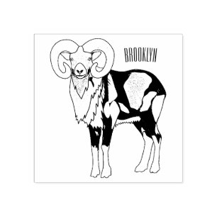 Sello De Caucho Ilustracion de personalizado de ovino Mouflon