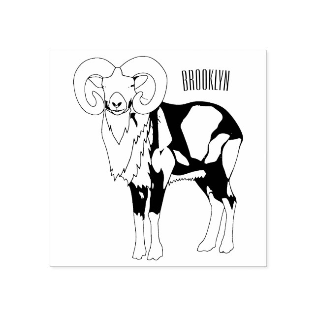 Sello De Caucho Ilustracion de personalizado de ovino Mouflon (Impresión)