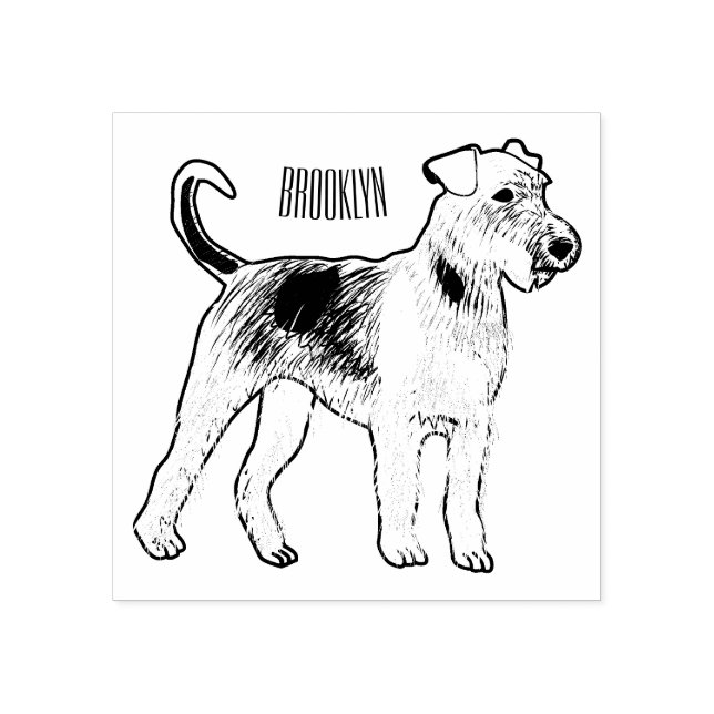 Sello De Caucho Ilustracion de personalizado de perro Airedale ter (Impresión)