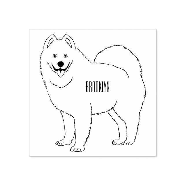 Sello De Caucho Ilustracion de personalizado de perro de Samoyed (Impresión)