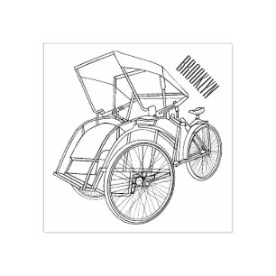 Sello De Caucho Ilustracion de personalizado de rickshaw en bicicl