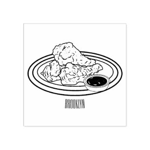 Sello De Caucho Ilustracion de pollo frito personalizado