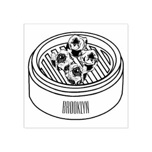 Sello De Caucho Ilustracion de Shumai dim sum personalizado