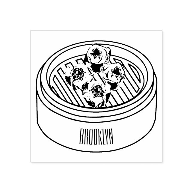 Sello De Caucho Ilustracion de Shumai dim sum personalizado (Impresión)