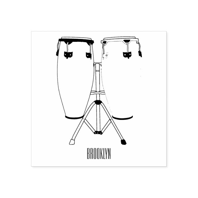 Sello De Caucho Ilustracion personalizado Bongo drum (Impresión)