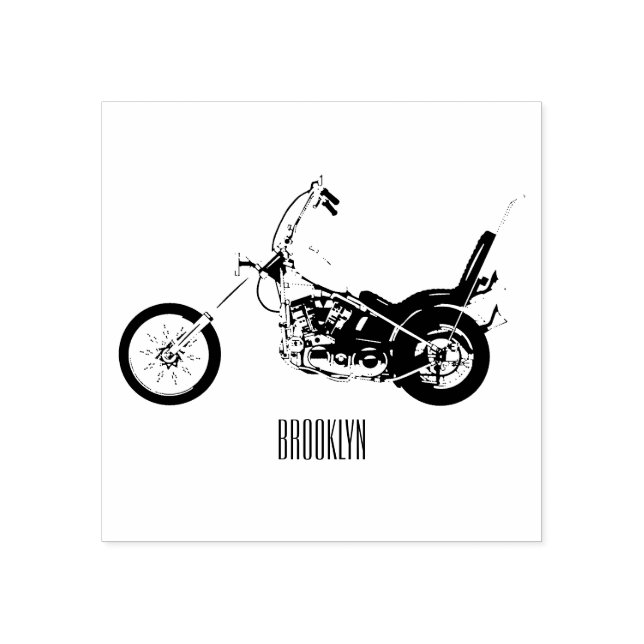 Sello De Caucho Ilustracion personalizado Chopper Motorcycle 1950 (Impresión)