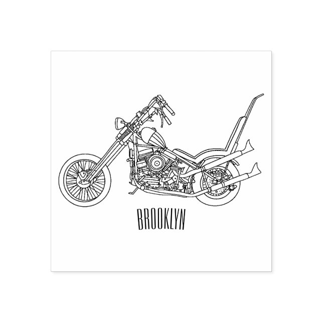 Sello De Caucho Ilustracion personalizado Chopper Motorcycle 1950 (Impresión)