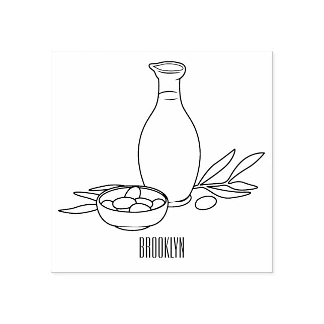 Sello De Caucho Ilustracion personalizado de aceite de oliva (Impresión)