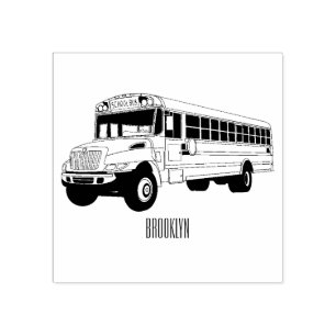 Sello De Caucho Ilustracion personalizado de autobús escolar