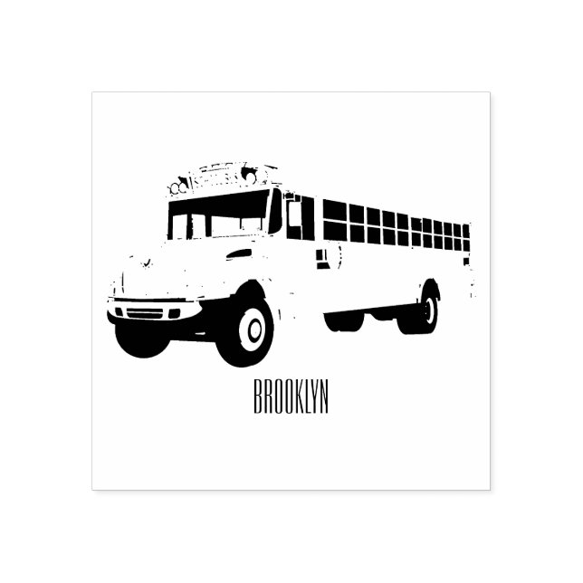 Sello De Caucho Ilustracion personalizado de autobús escolar (Impresión)