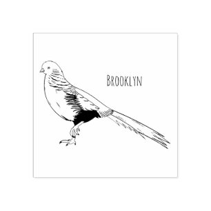 Sello De Caucho Ilustracion personalizado de aves de faisán dorado