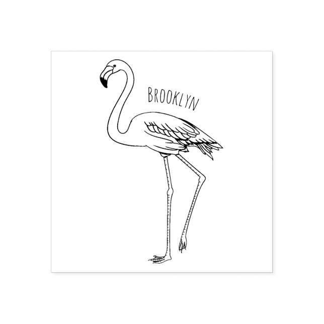 Sello De Caucho Ilustracion personalizado de aves de Flamingo (Impresión)