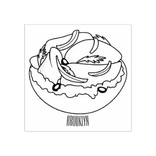 Sello De Caucho Ilustracion personalizado de bagel de Salmon