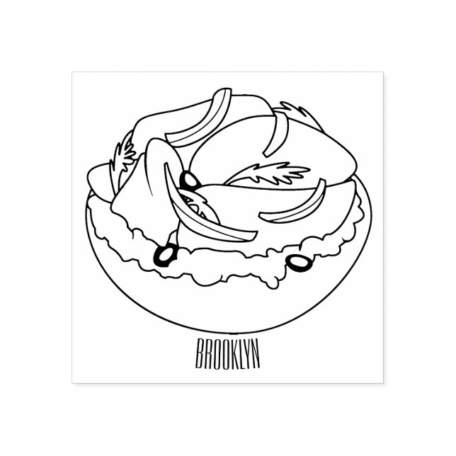 Sello De Caucho Ilustracion personalizado de bagel de Salmon (Impresión)