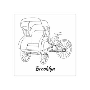 Sello De Caucho Ilustracion personalizado de bicitaxi