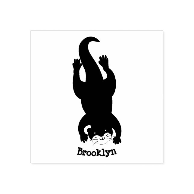 Sello De Caucho Ilustracion personalizado de buceo con nutria (Impresión)