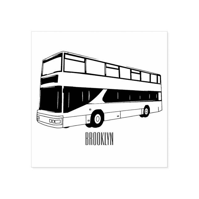 Sello De Caucho Ilustracion personalizado de bus de dos pisos (Impresión)