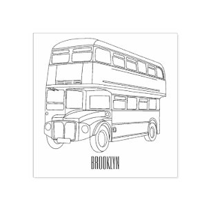 Sello De Caucho Ilustracion personalizado de bus de dos pisos