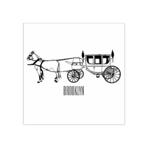 Sello De Caucho ilustracion personalizado de caballos y carruajes 