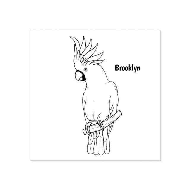 Sello De Caucho Ilustracion personalizado de cacatúa con crema de  (Impresión)