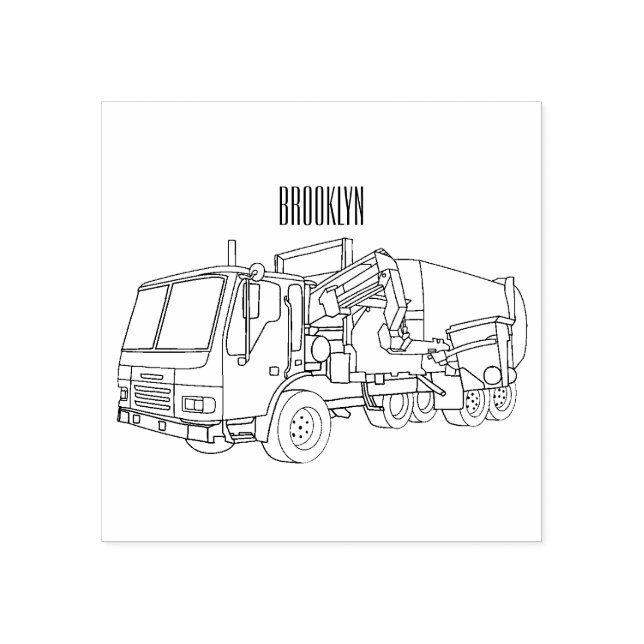Sello De Caucho Ilustracion personalizado de camión de basura (Impresión)