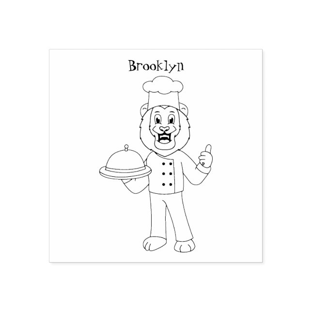 Sello De Caucho Ilustracion personalizado de chef de un bonito leó (Impresión)