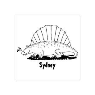 Sello De Caucho Ilustracion personalizado de dimetrodon verde lind