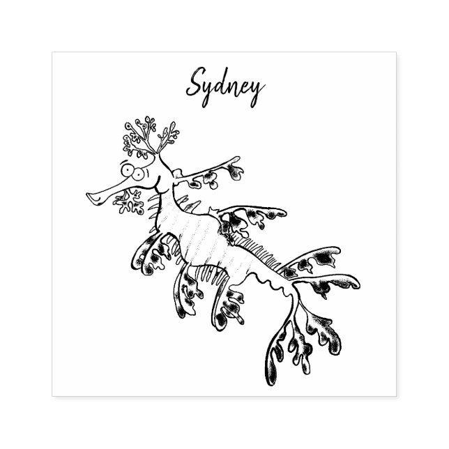 Sello De Caucho Ilustracion personalizado de dragón marino diverti (Impresión)