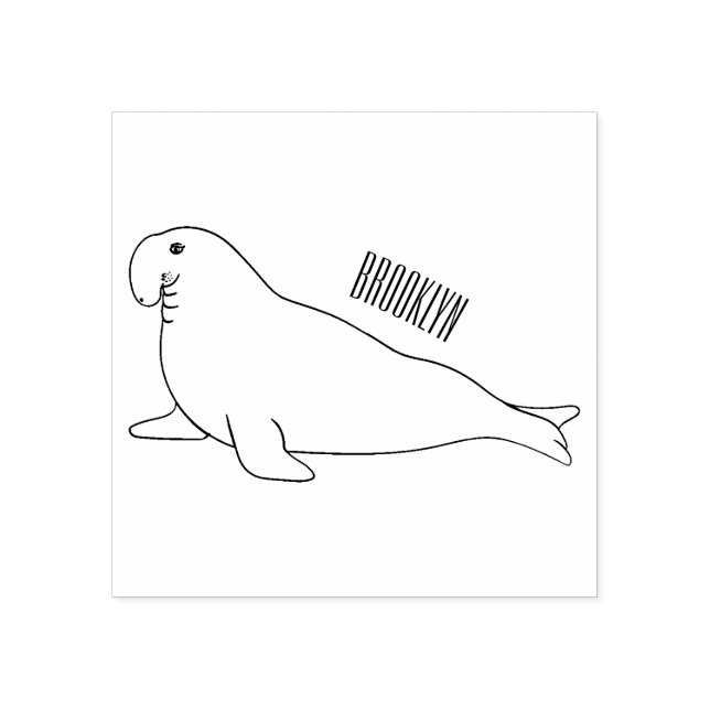 Sello De Caucho Ilustracion personalizado de focas elefantes (Impresión)
