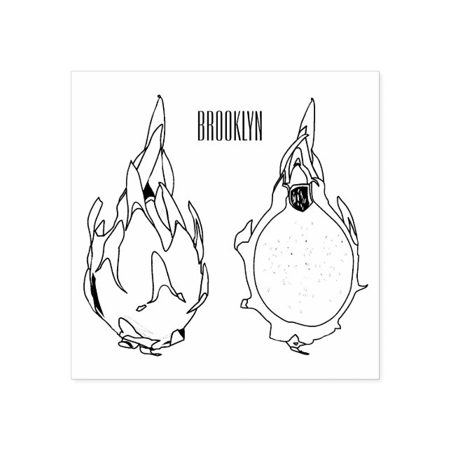 Sello De Caucho Ilustracion personalizado de fruta dragón (Impresión)