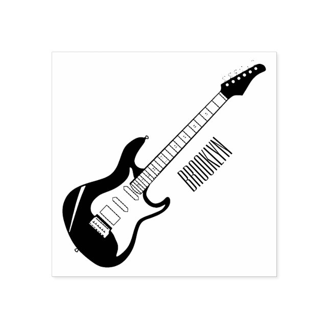 Sello De Caucho Ilustracion personalizado de guitarra eléctrica (Impresión)