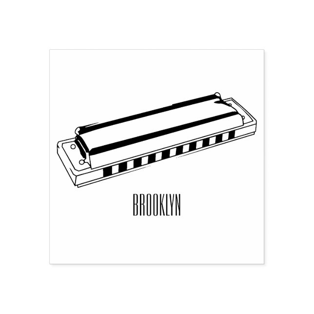 Sello De Caucho Ilustracion personalizado de Harmonica (Impresión)