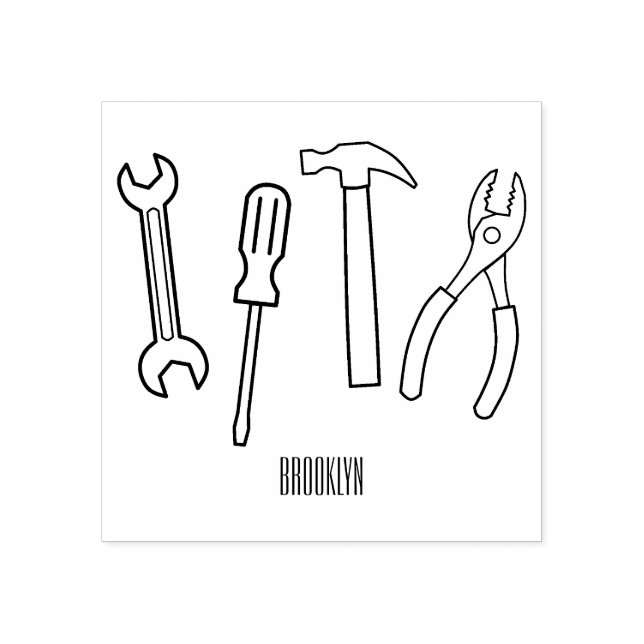 Sello De Caucho Ilustracion personalizado de herramientas de carpi (Impresión)