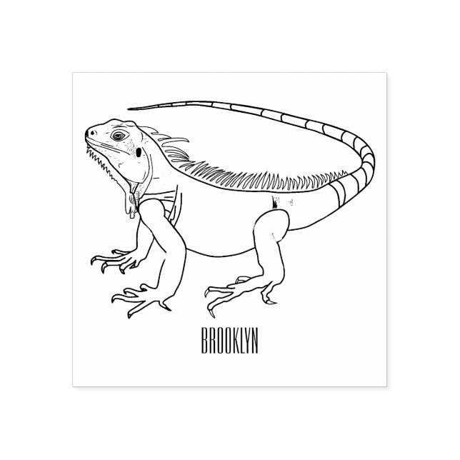 Sello De Caucho Ilustracion personalizado de Iguana (Impresión)
