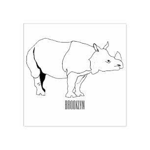 Sello De Caucho Ilustracion personalizado de Javan rhinoceros