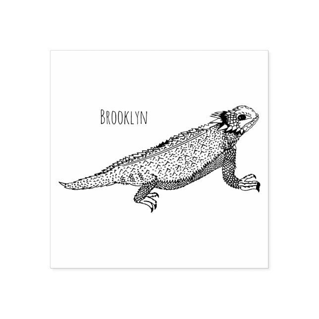 Sello De Caucho Ilustracion personalizado de lagarto de cuerno de  (Impresión)
