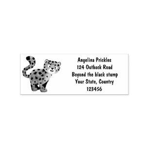 Sello De Caucho Ilustracion personalizado de leopardo de las nieve