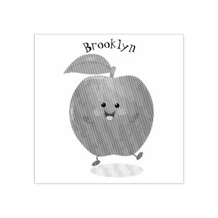 Sello De Caucho Ilustracion personalizado de manzana bailando a la