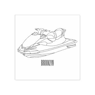 Sello De Caucho Ilustracion personalizado de moto acuática