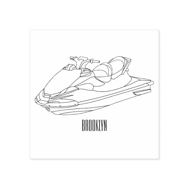 Sello De Caucho Ilustracion personalizado de moto acuática (Impresión)