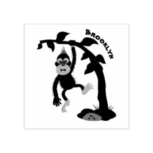 Sello De Caucho Ilustracion personalizado de orangután bebé feliz