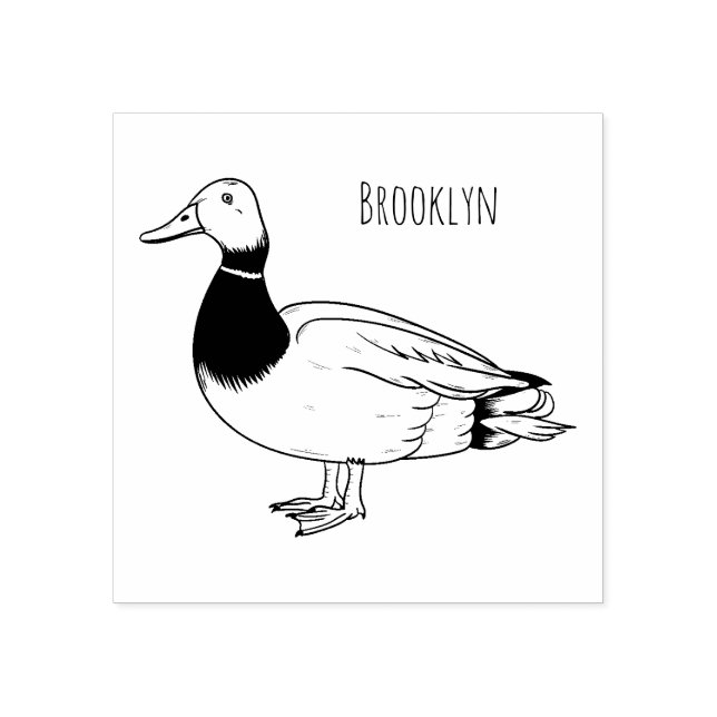Sello De Caucho Ilustracion personalizado de pato mallard (Impresión)