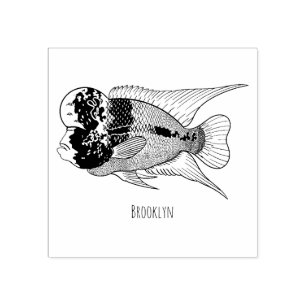 Sello De Caucho Ilustracion personalizado de peces cíclicos de cue