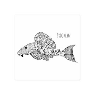 Sello De Caucho Ilustracion personalizado de pescado Pleco