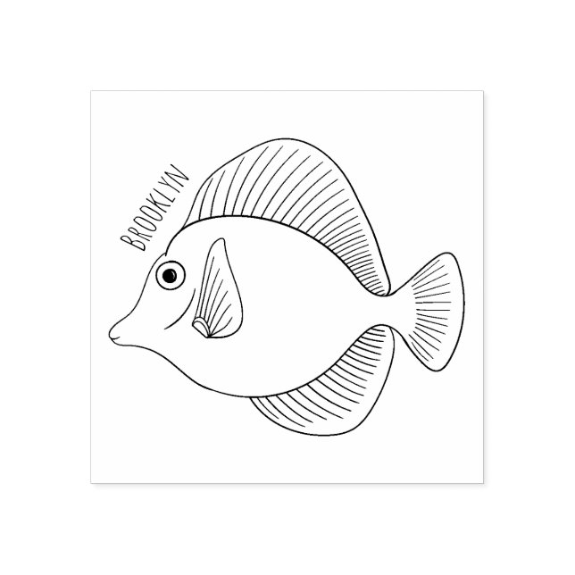 Sello De Caucho Ilustracion personalizado de pescado tango amarill (Impresión)