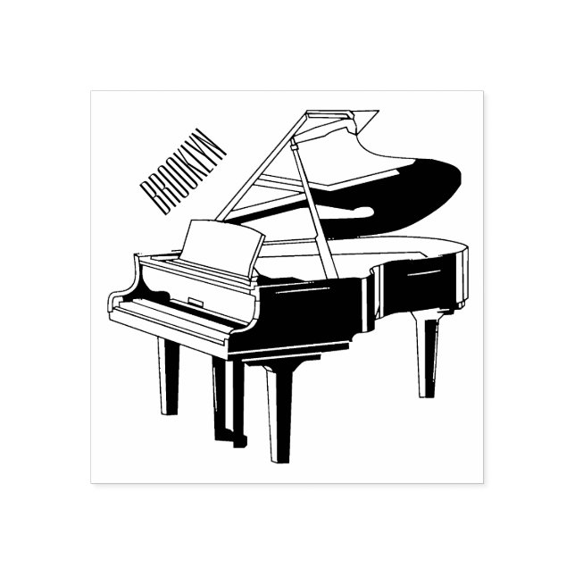 Sello De Caucho Ilustracion personalizado de piano (Impresión)