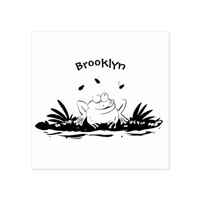 Sello De Caucho Ilustracion personalizado de rana verde dulce (Impresión)