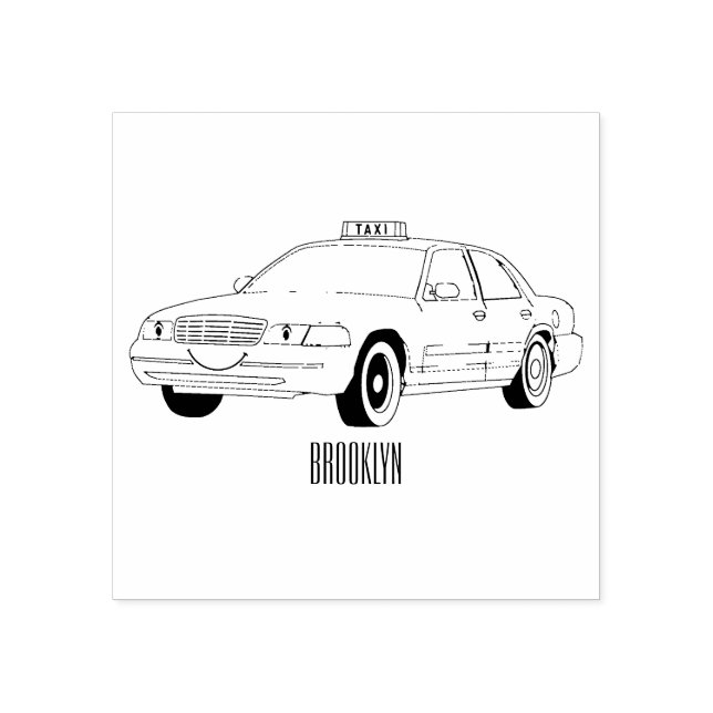 Sello De Caucho Ilustracion personalizado de taxi (Impresión)