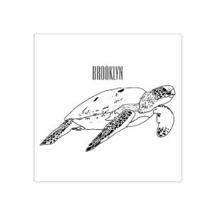 Sello De Caucho Ilustracion personalizado de tortugas marinas